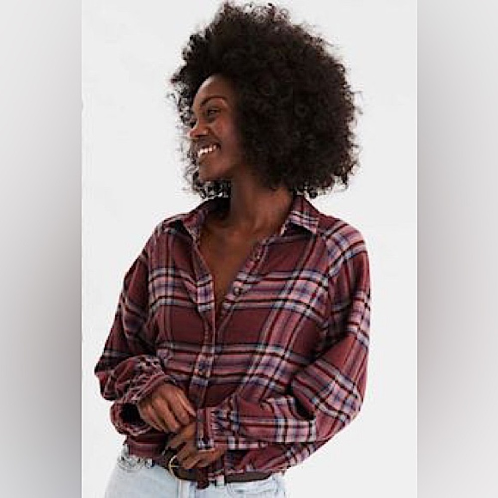 American Eagle Oversized Plaid Flannel Shirt